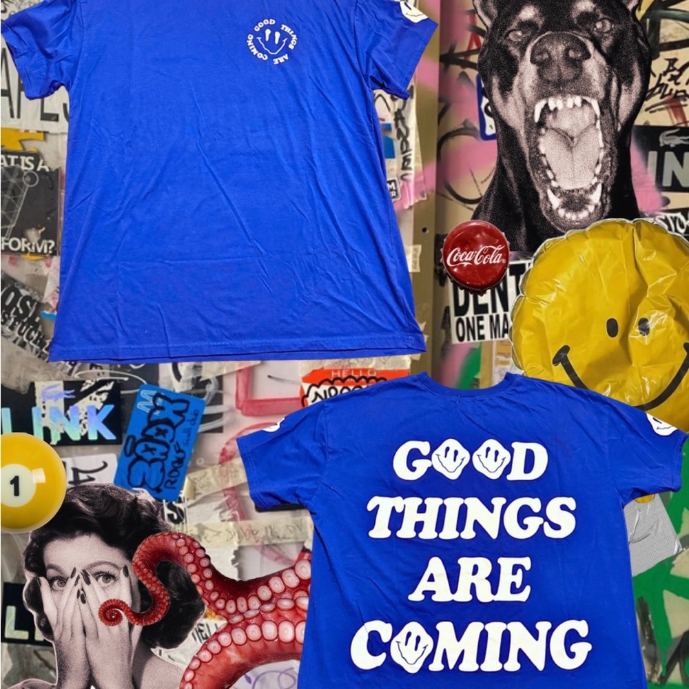 Blue Graphic Tee with Positive Message